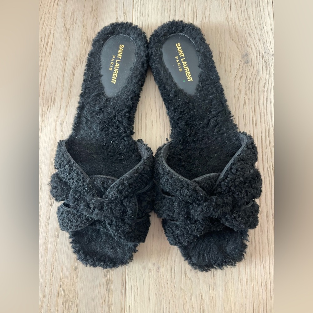 Saint Laurent Shearling tribute slide